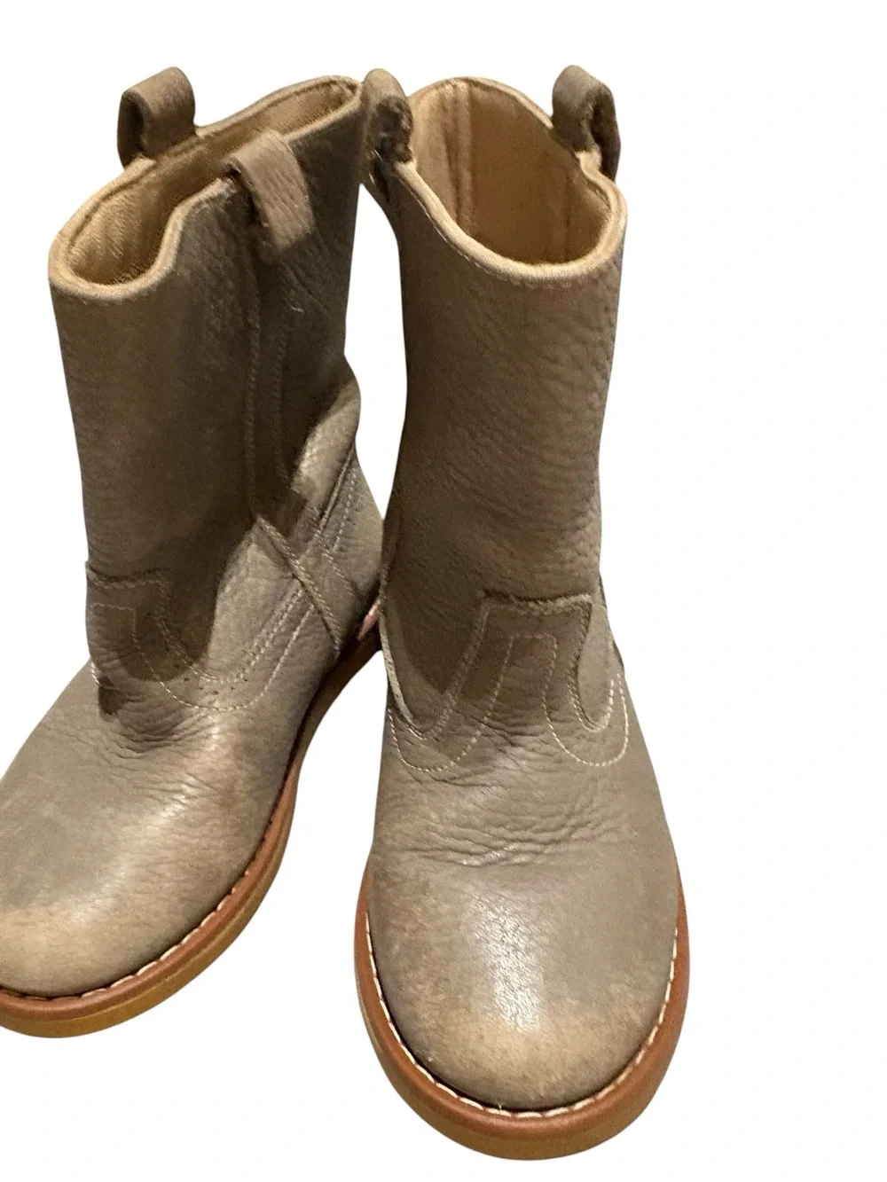 Elephantito Taupe Leather Pull-On Kids Boots 10